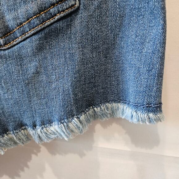 7 For All Mankind Jeans Shorts Raw Hem Faded Blue Button Fly Size 32 - Picture 4 of 9